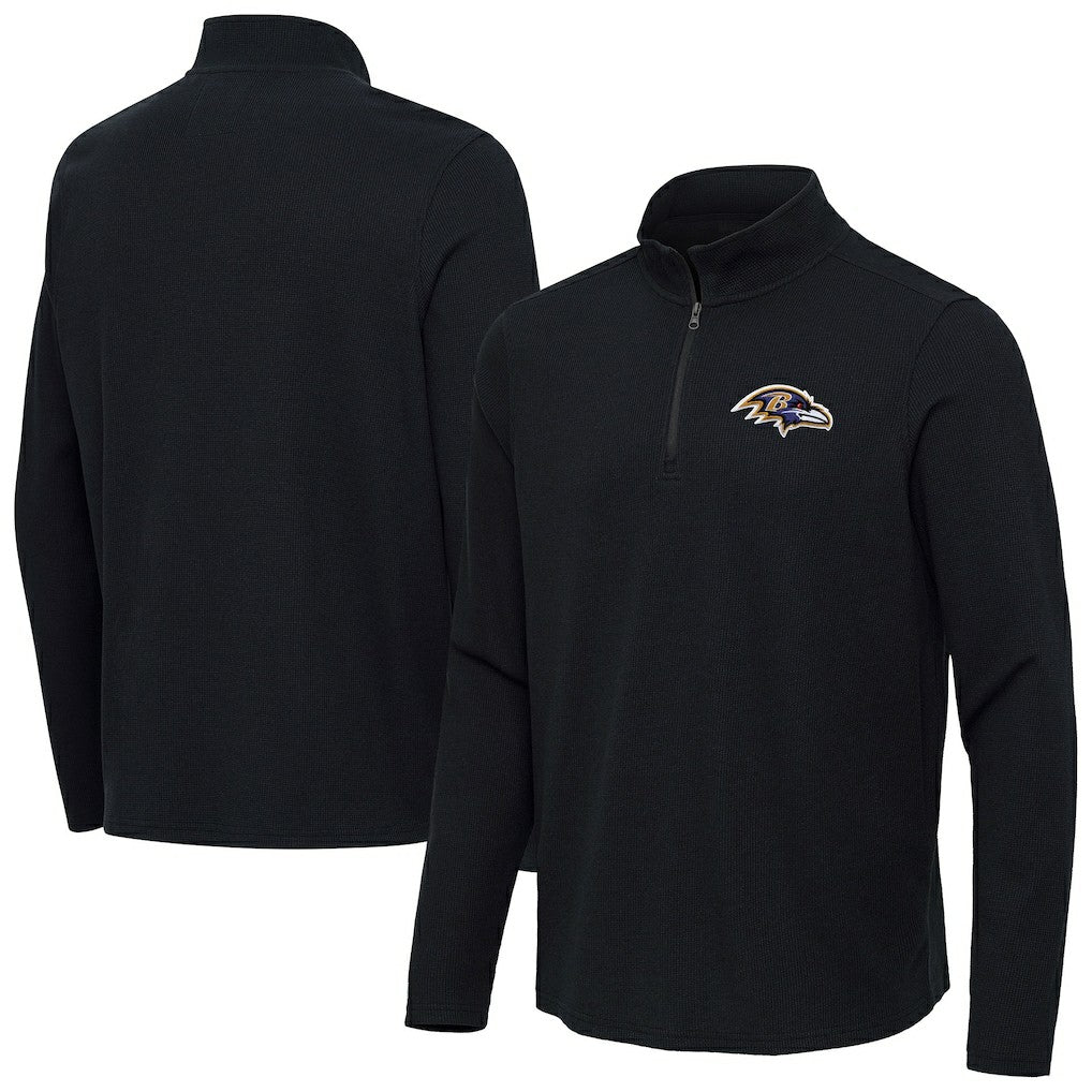 Baltimore Ravens Antigua Sync Tri-Blend Quarter-Zip Pullover Heather Black