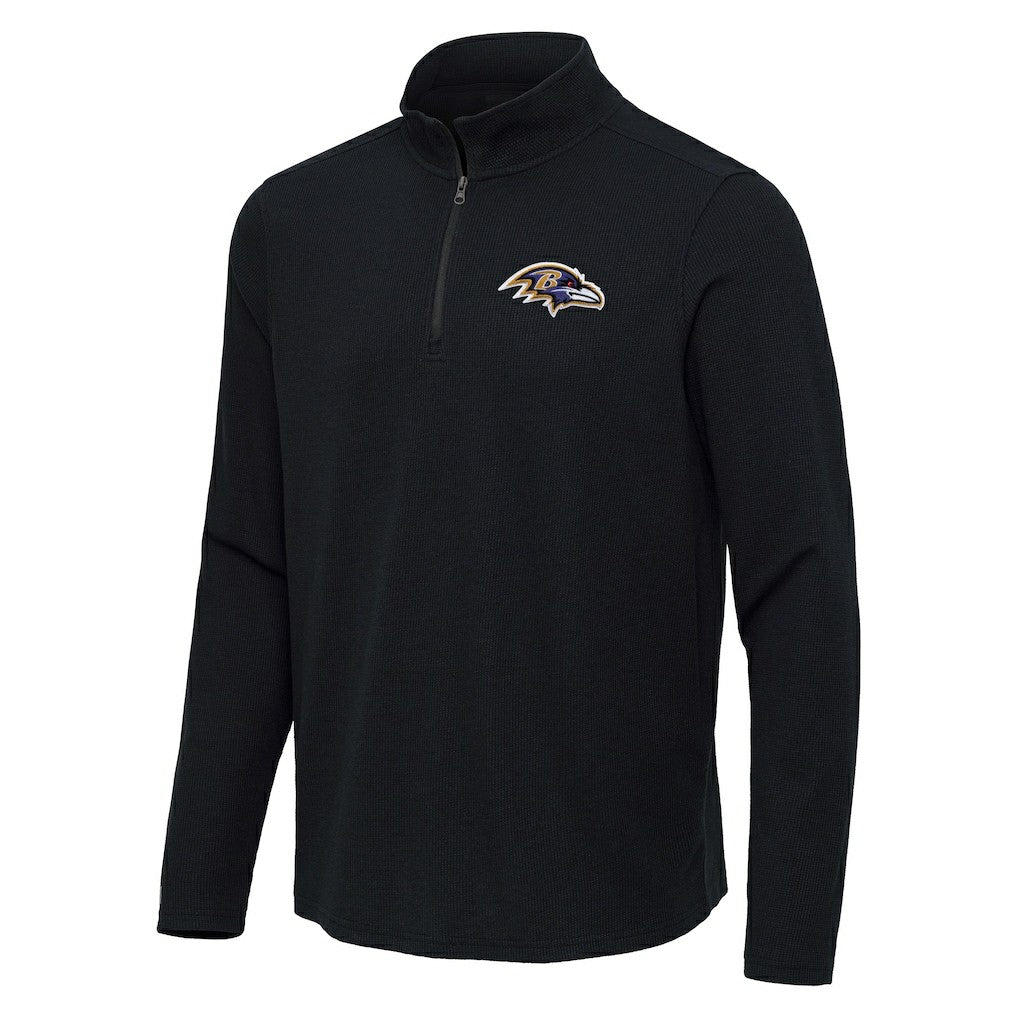 Baltimore Ravens Antigua Sync Tri-Blend Quarter-Zip Pullover Heather Black