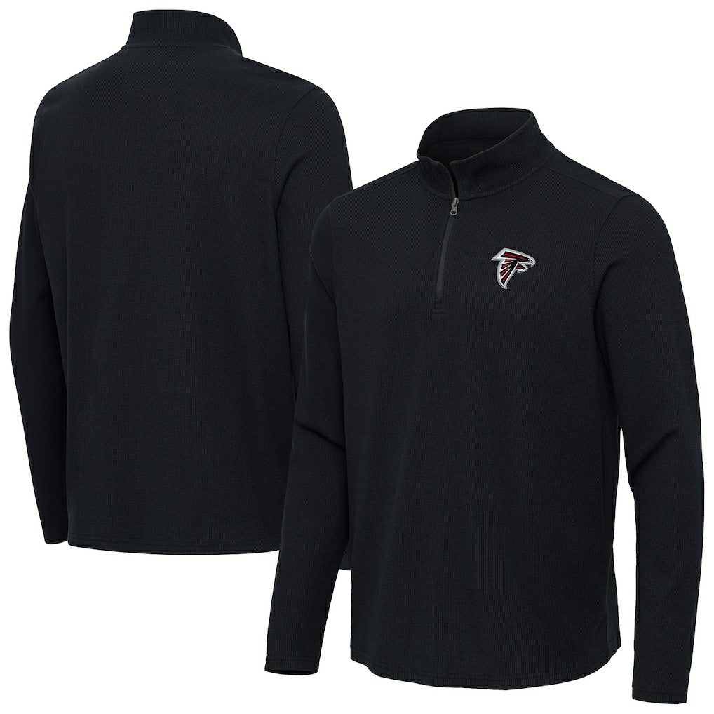 Atlanta Falcons Antigua Sync Tri-Blend Quarter-Zip Pullover Heather Black