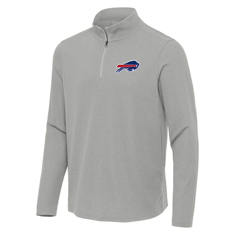 Buffalo Bills Antigua Sync Tri-Blend Quarter-Zip Pullover Heather Gray