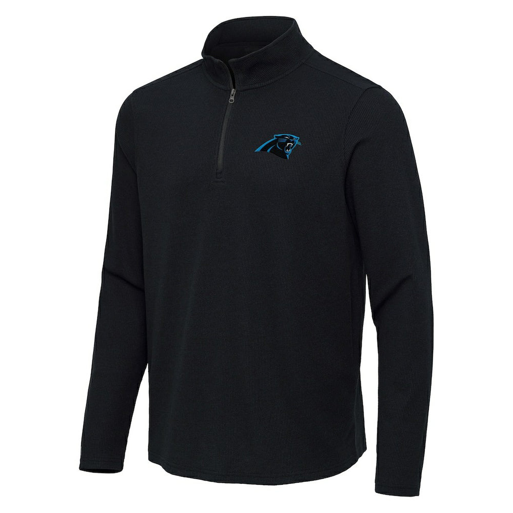 Carolina Panthers Antigua Sync Tri-Blend Quarter-Zip Pullover Heather Black