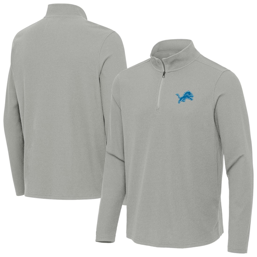 Detroit Lions Antigua Sync Tri-Blend Quarter-Zip Pullover Heather Gray