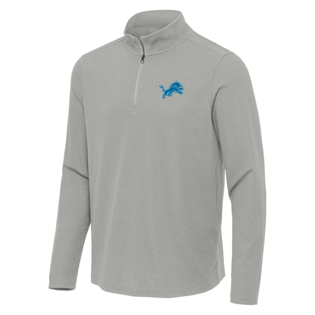 Detroit Lions Antigua Sync Tri-Blend Quarter-Zip Pullover Heather Gray