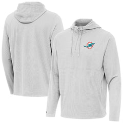 Miami Dolphins Antigua Connected Quarter-Zip Pullover Hoodie Gray