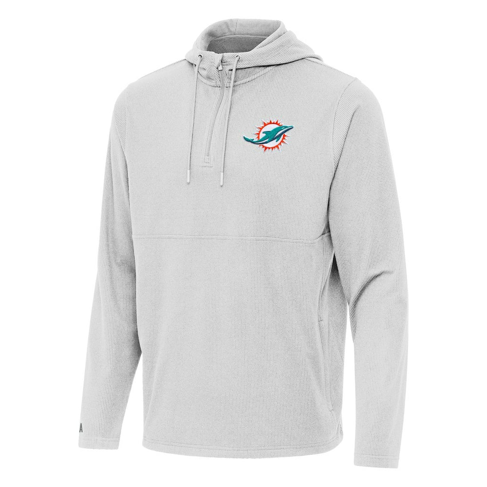 Miami Dolphins Antigua Connected Quarter-Zip Pullover Hoodie Gray