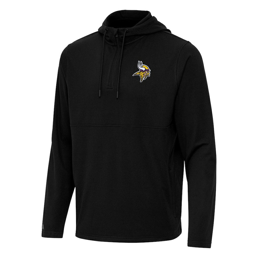 Minnesota Vikings Antigua Connected Quarter-Zip Pullover Hoodie Black