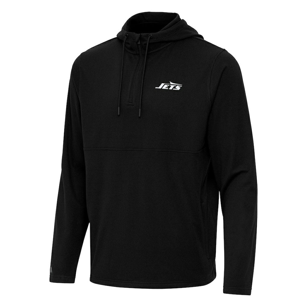 New York Jets Antigua Connected Quarter-Zip Pullover Hoodie Black