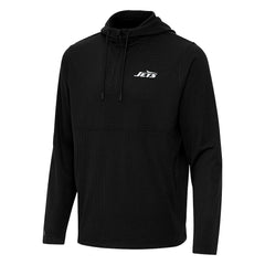 New York Jets Antigua Connected Quarter-Zip Pullover Hoodie Black