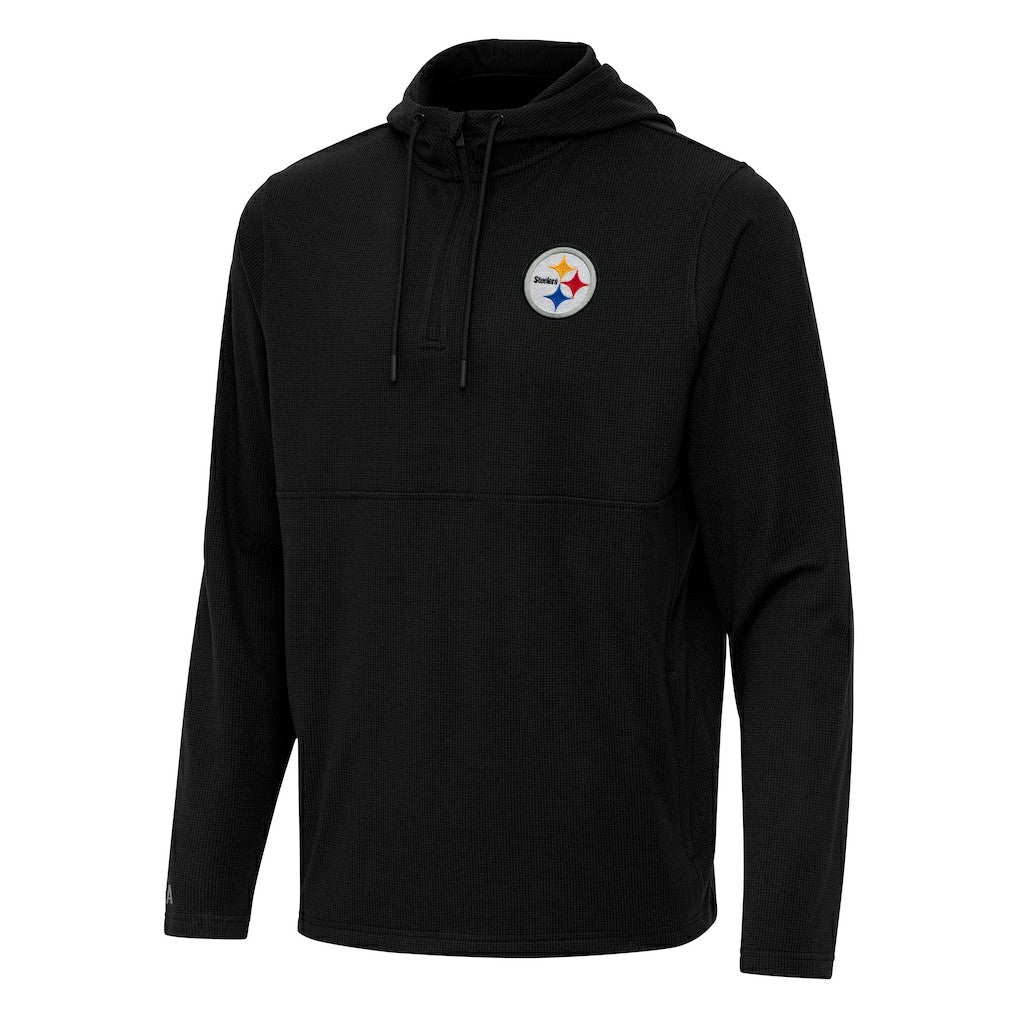 Pittsburgh Steelers Antigua Connected Quarter-Zip Pullover Hoodie Black
