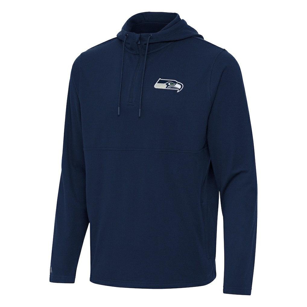 Seattle Seahawks Antigua Connected Quarter-Zip Pullover Hoodie College Navy
