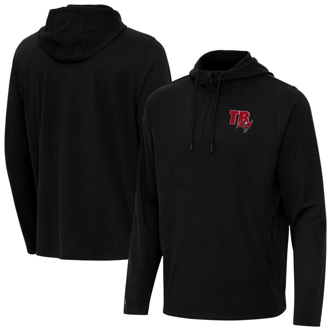 Tampa Bay Buccaneers Antigua Connected Quarter-Zip Pullover Hoodie Black