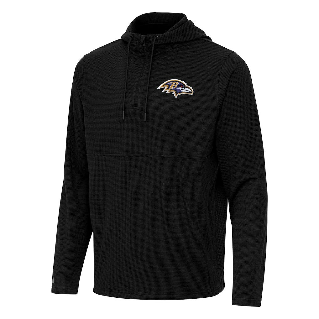 Baltimore Ravens Antigua Connected Quarter-Zip Pullover Hoodie Black