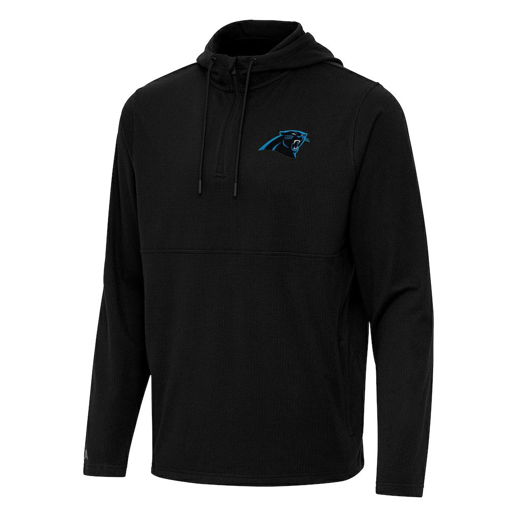 Carolina Panthers Antigua Connected Quarter-Zip Pullover Hoodie Black