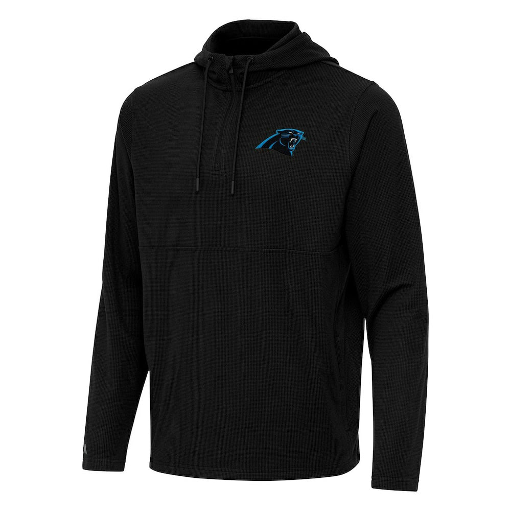 Carolina Panthers Antigua Connected Quarter-Zip Pullover Hoodie Black