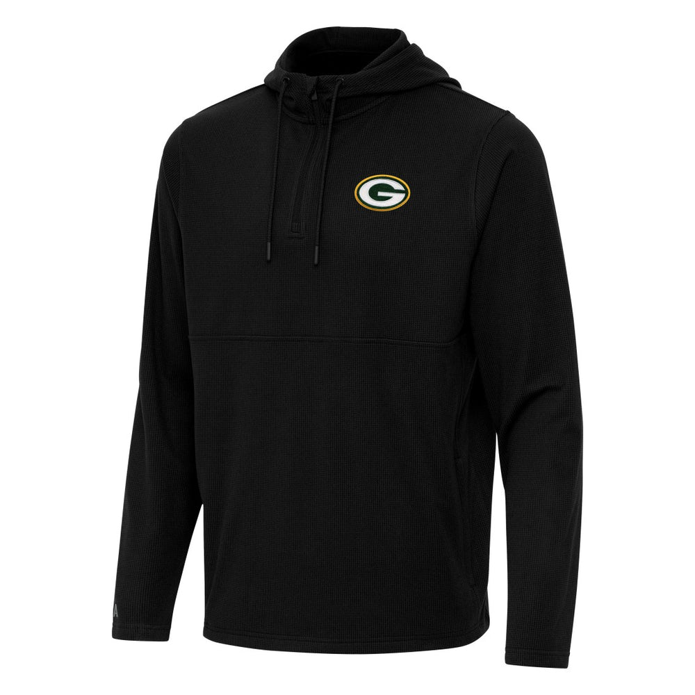 Green Bay Packers Antigua Connected Quarter-Zip Pullover Hoodie Black