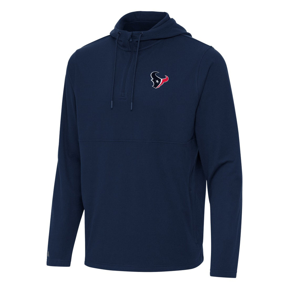 Houston Texans Antigua Connected Quarter-Zip Pullover Hoodie Navy
