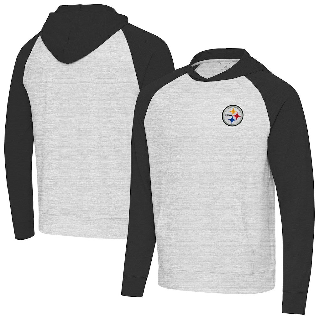 Pittsburgh Steelers Antigua Urgent Pullover Hoodie Black/Heather Gray