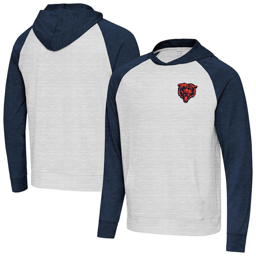Chicago Bears Antigua Urgent Pullover Hoodie Heather Navy/Gray