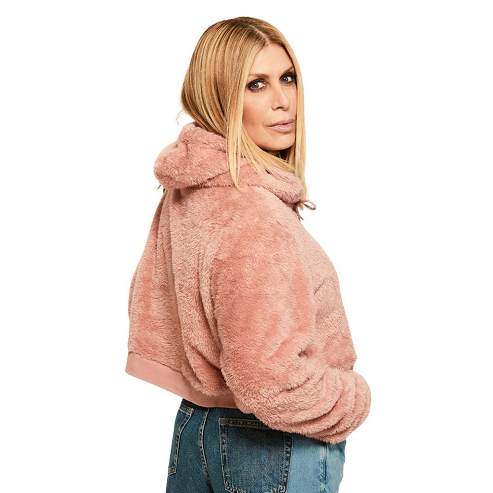 Kansas City Chiefs Jill Martin Women's Tonal Sherpa Cropped Hoodie Pink