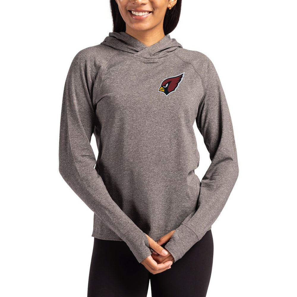 Arizona Cardinals Cutter & Buck Women's Primary Logo Adapt Knit Recycled Raglan Pullover Hoodie Heather Charcoal