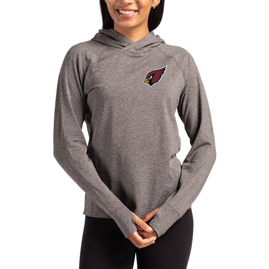 Arizona Cardinals Cutter & Buck Women's Primary Logo Adapt Knit Recycled Raglan Pullover Hoodie Heather Charcoal