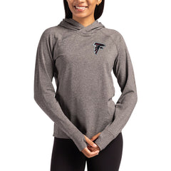 Atlanta Falcons Cutter & Buck Women's Primary Logo Adapt Knit Recycled Raglan Pullover Hoodie Heather Charcoal