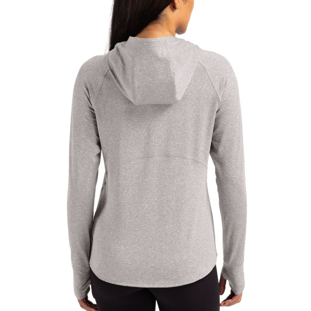 Buffalo Bills Cutter & Buck Women's Throwback Logo Adapt Knit Recycled Raglan Pullover Hoodie Heather Gray