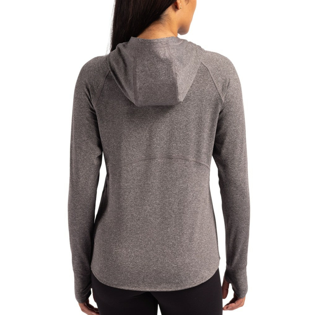 Chicago Bears Cutter & Buck Women's Tonal Logo Adapt Knit Recycled Raglan Pullover Hoodie Heather Charcoal