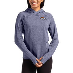 Denver Broncos Cutter & Buck Women's Primary Logo Adapt Knit Recycled Raglan Pullover Hoodie Heather Navy