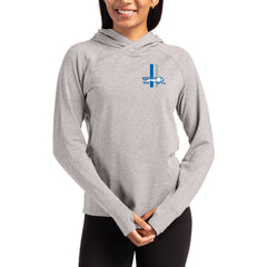 Detroit Lions Cutter & Buck Women's Throwback Logo Adapt Knit Recycled Raglan Pullover Hoodie Heather Gray