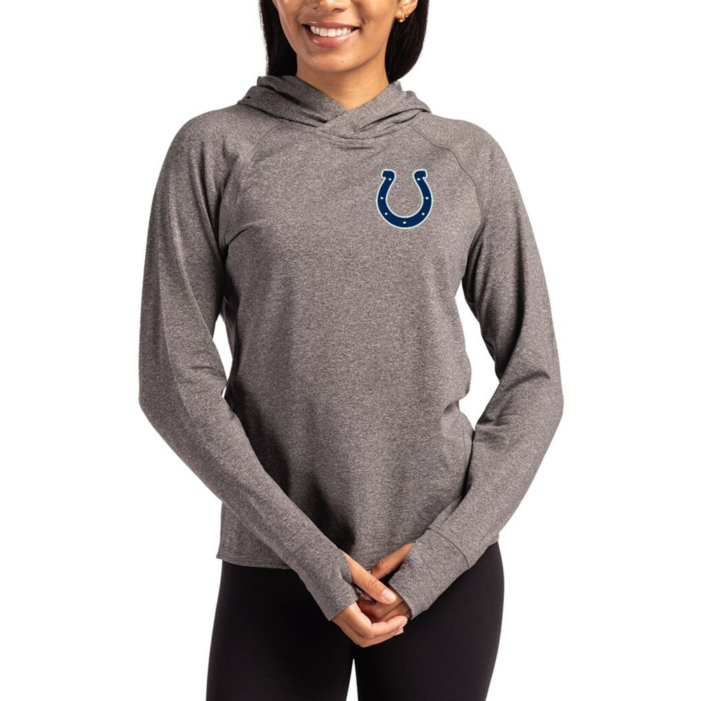 Indianapolis Colts Cutter & Buck Women's Primary Logo Adapt Knit Recycled Raglan Pullover Hoodie Heather Charcoal