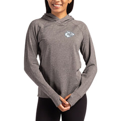 Kansas City Chiefs Cutter & Buck Women's Tonal Logo Adapt Knit Recycled Raglan Pullover Hoodie Heather Charcoal