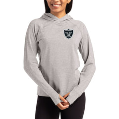 Las Vegas Raiders Cutter & Buck Women's Primary Logo Adapt Knit Recycled Raglan Pullover Hoodie Heather Gray