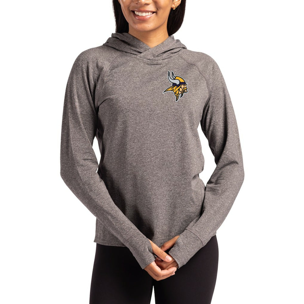 Minnesota Vikings Cutter & Buck Women's Primary Logo Adapt Knit Recycled Raglan Pullover Hoodie Heather Charcoal