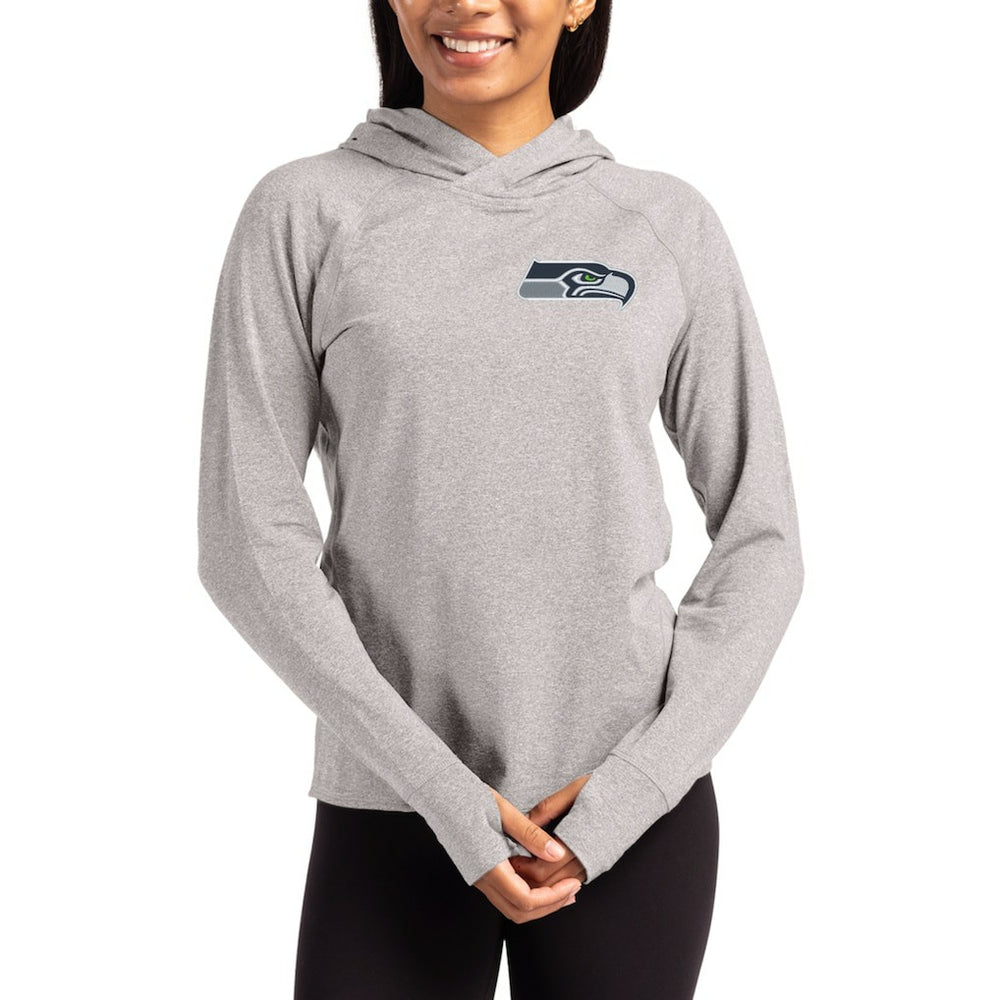 Seattle Seahawks Cutter & Buck Women's Primary Logo Adapt Knit Recycled Raglan Pullover Hoodie Heather Gray