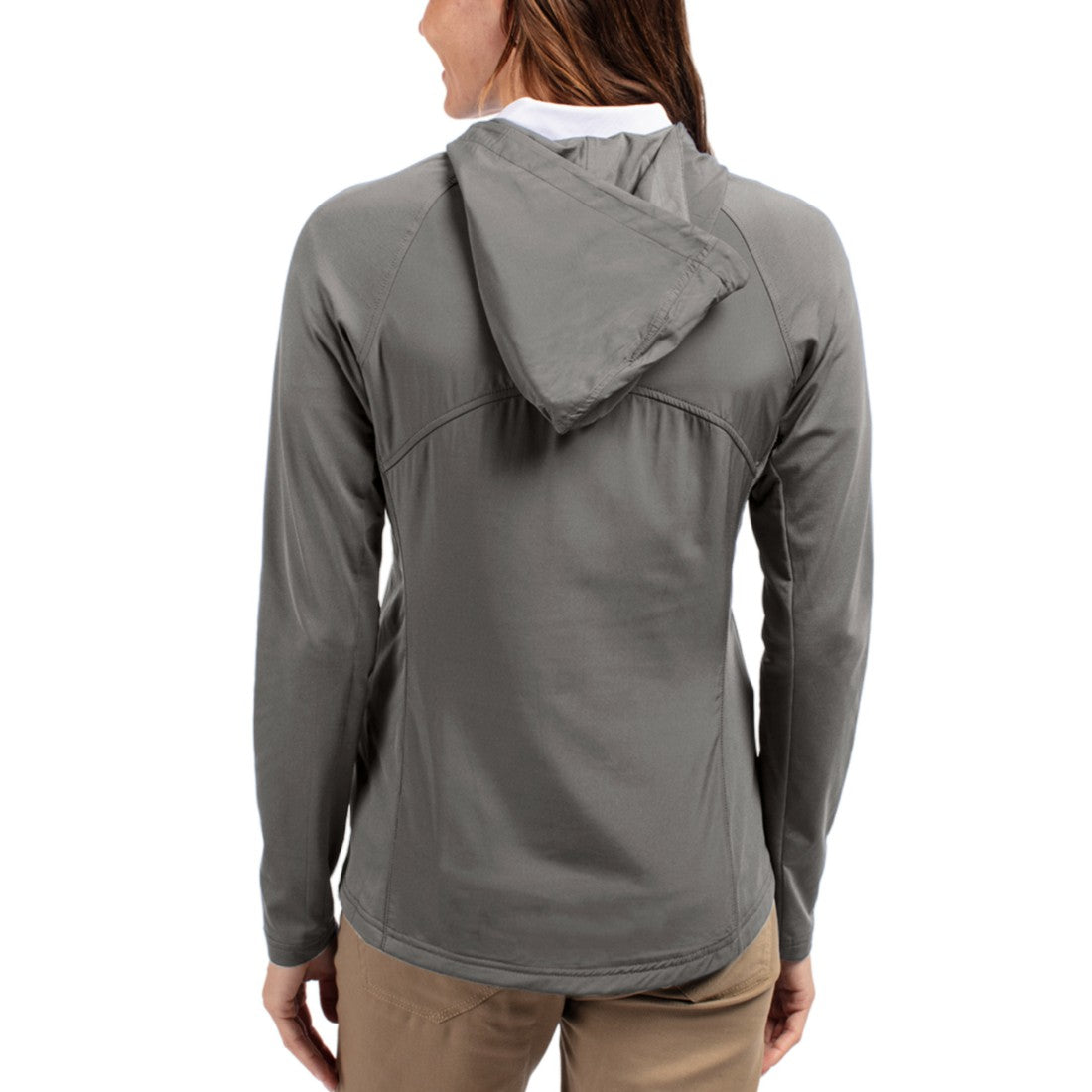 Minnesota Vikings Cutter & Buck Women's Adapt Eco Knit Hybrid Recycled Raglan Full-Zip Hoodie Jacket Gray