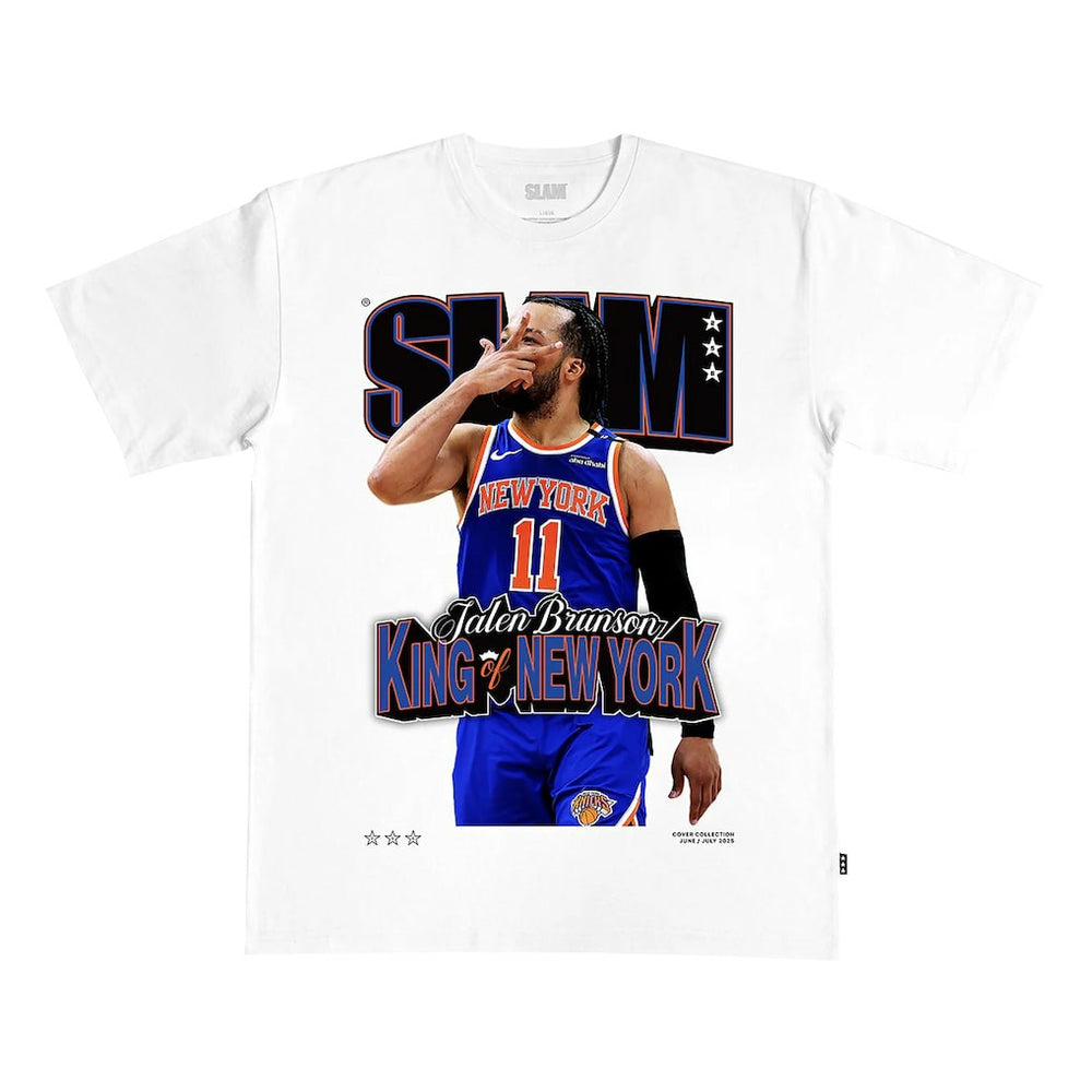 Jalen Brunson New York Knicks SLAM Unisex King of New York Cover T-Shirt White