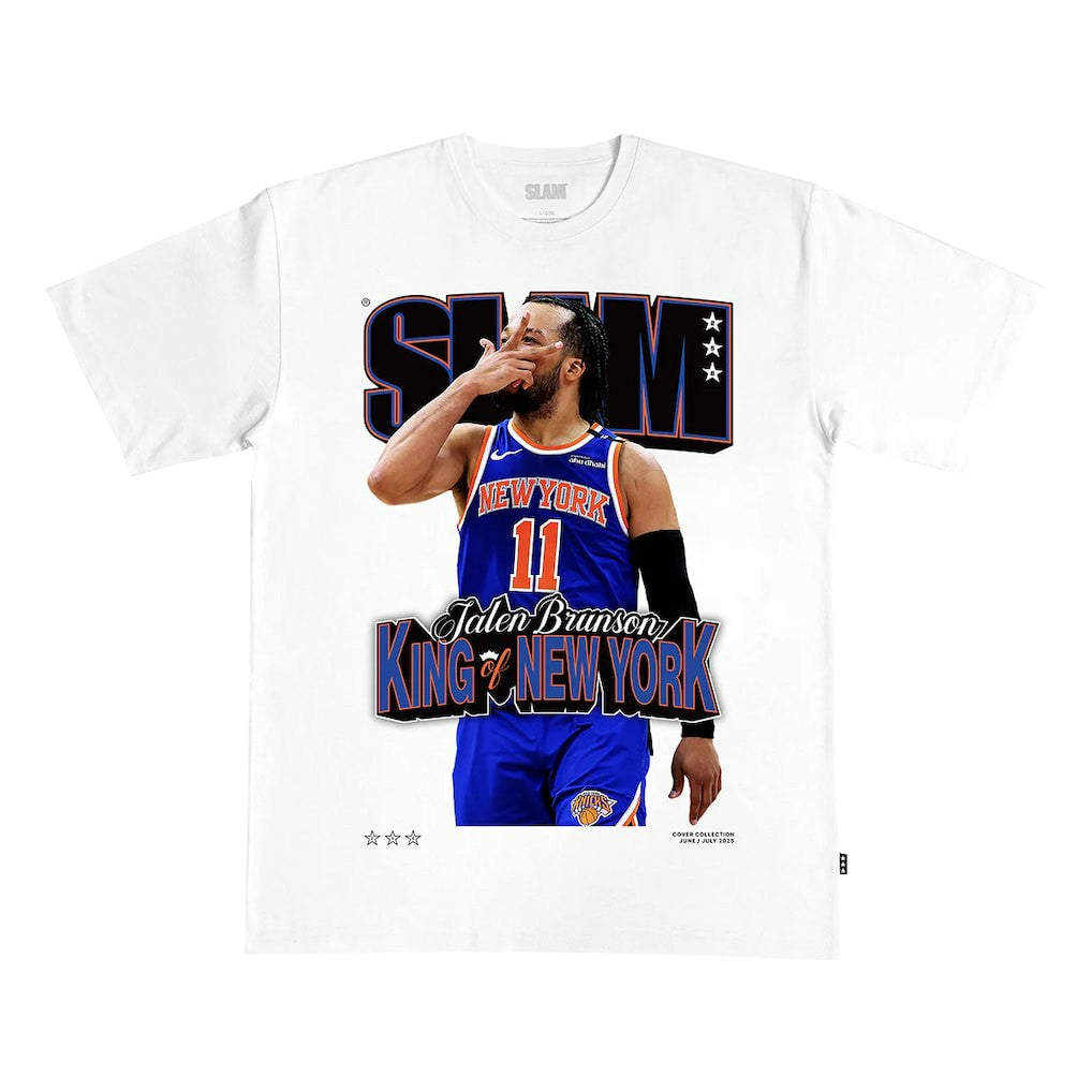 Jalen Brunson New York Knicks SLAM Unisex King of New York Cover T-Shirt White