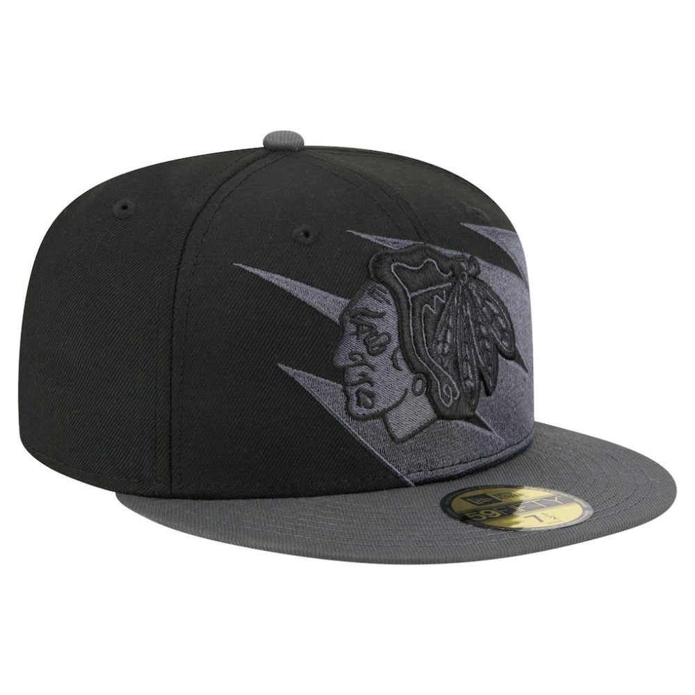 NHL Chicago Blackhawks New Era Spikes 59FIFTY Fitted Hat - Black