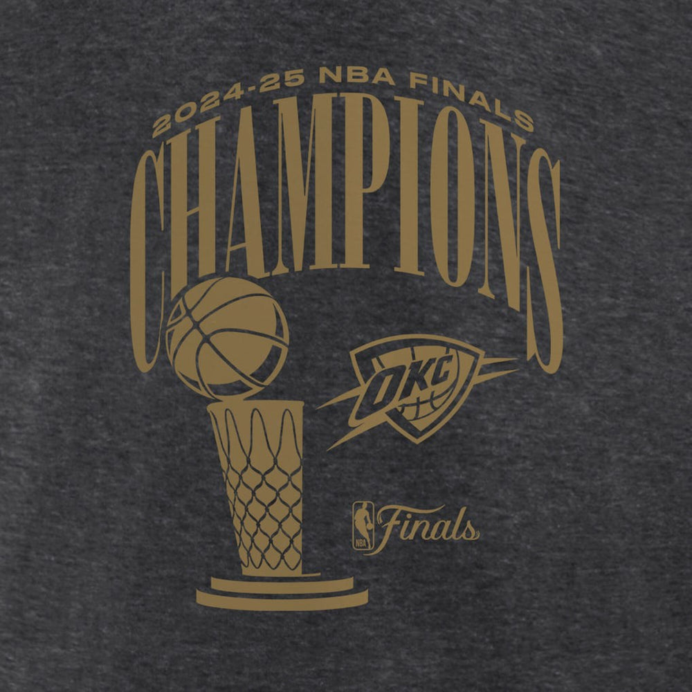 Oklahoma City Thunder Women's 2025 NBA Finals Champions Double Dribble V-Neck T-Shirt Heather Charcoal