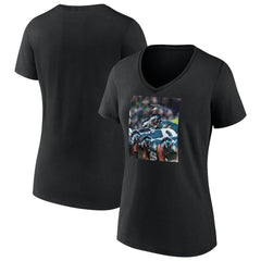 Philadelphia Eagles Women's Push On V-Neck T-Shirt Black