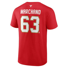 NHL Brad Marchand Florida Panthers Fanatics Authentic Stack Name & Number T-Shirt - Red