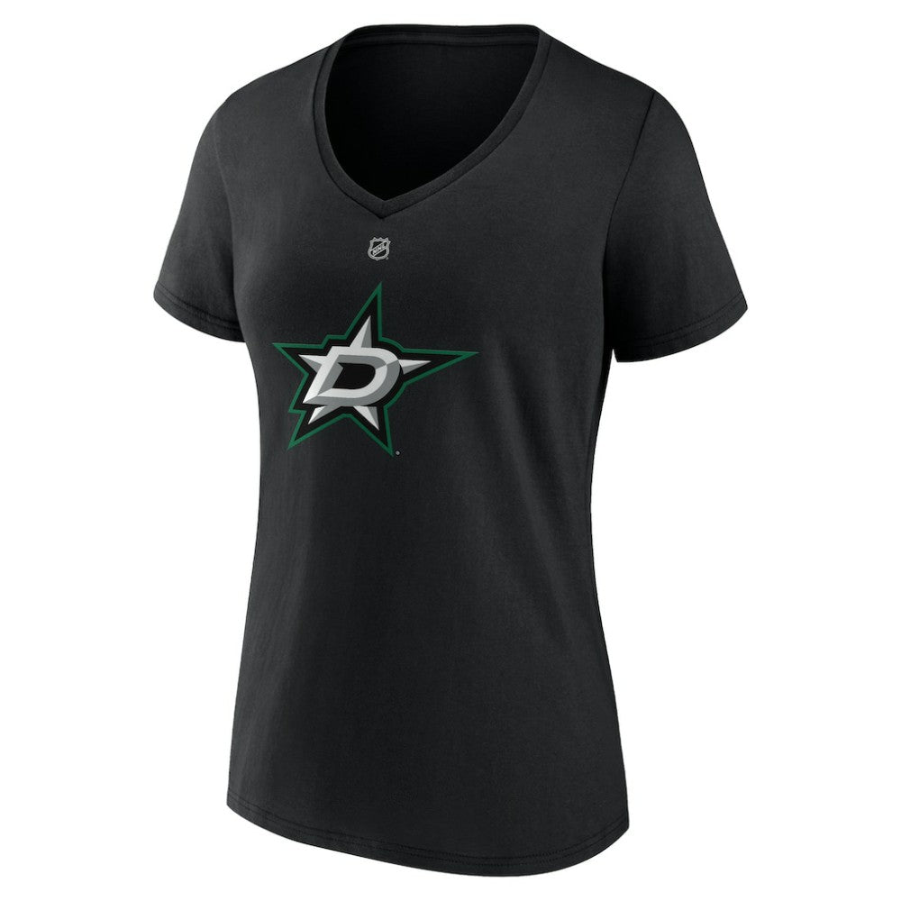 NHL Mikko Rantanen Dallas Stars Fanatics Women's Authentic Stack Name & Number V-Neck T-Shirt - Black