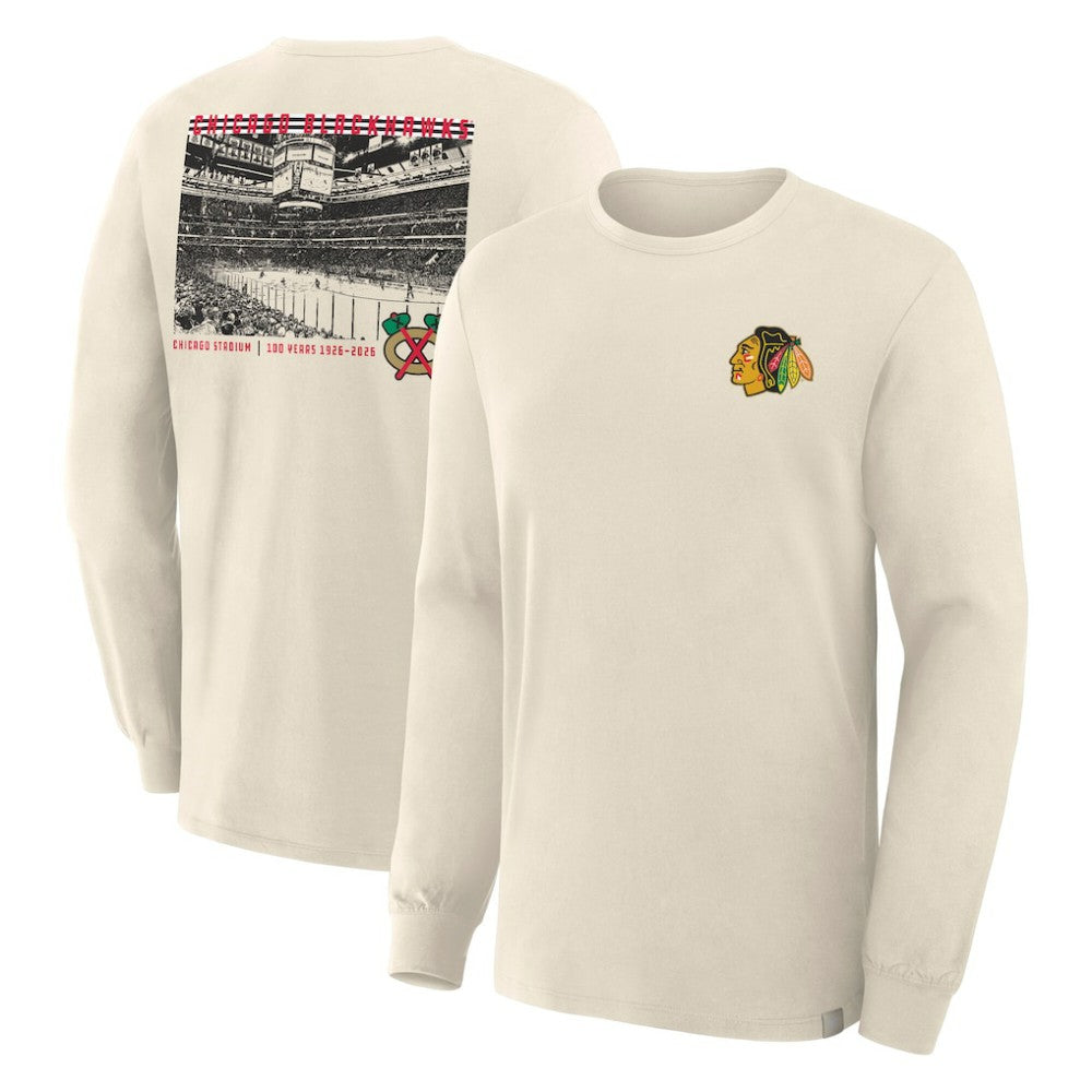 NHL Chicago Blackhawks Fanatics Centennial Legacy Long Sleeve T-Shirt - Beige