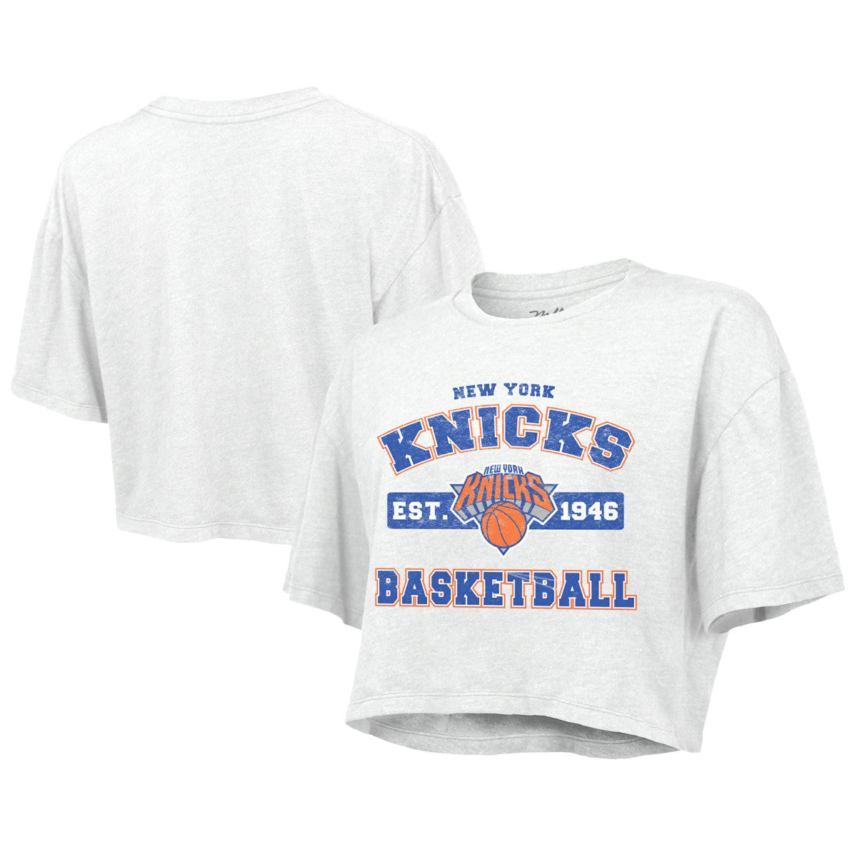 New York Knicks Majestic Threads Women's Boxy Crop Top White