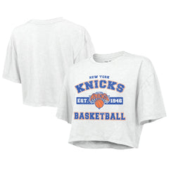 New York Knicks Majestic Threads Women's Boxy Crop Top White