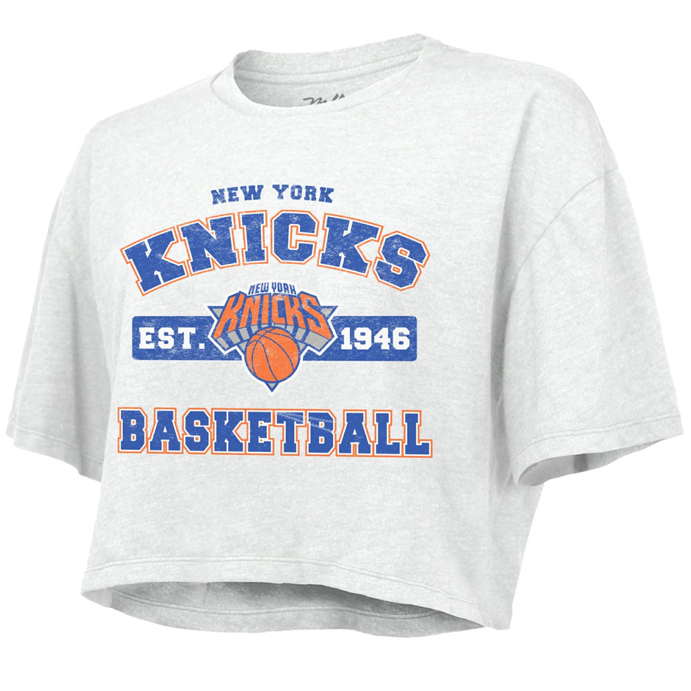 New York Knicks Majestic Threads Women's Boxy Crop Top White
