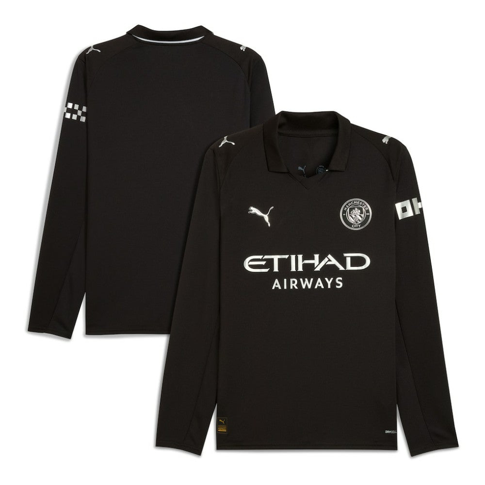 Manchester City 2025/26 Away Replica Long Sleeve Jersey Black shop