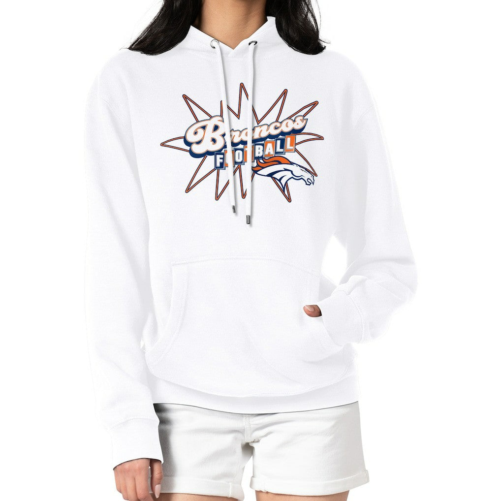 Denver Broncos Starter Women's Drive-In Sign Pullover Hoodie White