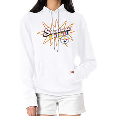 Pittsburgh Steelers Starter Women's Drive-In Sign Pullover Hoodie White